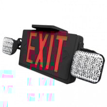 Combo LED Exit Sign And Emergency Light - Black Housing Color with Red Lettering - With 90 Minute Battery Back-Up