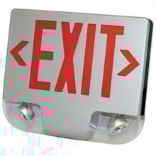 Standard Die-Cast Aluminum LED Exit Sign & Emergency Combo - Red Lettering Color with Aluminum Housing Color - With 90 Minute Battery Back-Up