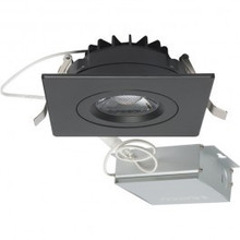 4 Inch LED Gimbal Square Downlight - Black - 12 Watt - 850 Lumens - Color Temperature Selectable 2700K/3000K/3500K/4000K/5000K - 120V - Dimmable - Recessed Can Not Required