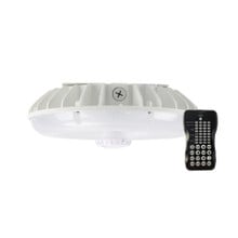 45 Watt LED Round Garage Canopy Light with Motion Sensor - Ceiling or Conduit Mount - 5000 Lumens - 5000K Daylight - 120-277V - White Finish
