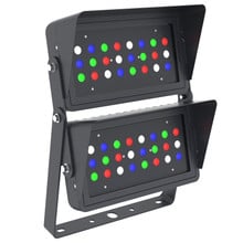 DMX512 Compatible RGBW Color Changing Flood Light Black Square Fixture 192W With Half Glare Shield