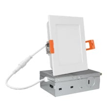 4 Inch Square Edge Lit Recessed LED Downlight - 9 Watt- 630 Lumens - Color Selectable 27K/30K/35K/40K/50K - 120V - Dimmable - Recessed Can Not Required