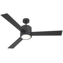 52 Inch Black Finish Plywood 3-Blade Ceiling Fan & Light - 120V - 19W - 3000K Soft White - Wall Switch Operated
