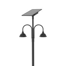 Designer Bell LED Double Head Solar Post Top - 16 Inch Diameter - 50 Watt - 8000 Lumens - Color Temperature Selectable 30K/40K/50K - 5 Inch Tennon Adaptor - Bronze Finish