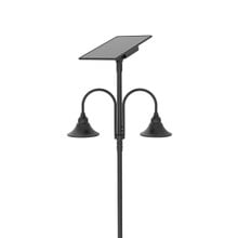 Designer Bell LED Double Head Solar Post Top - 23 Inch Diameter - 50 Watt - 8000 Lumens - Color Temperature Selectable 30K/40K/50K - 3 Inch Tennon Adaptor - Bronze Finish