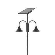 Designer Bell LED Double Head Solar Post Top - 23 Inch Diameter - 50 Watt - 8000 Lumens - Color Temperature Selectable 30K/40K/50K - 3 Inch Tennon Adaptor - Bronze Finish