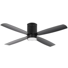 52 Inch Black Finish ABS Plastic 4-Blade Ceiling Fan & Light - 120V - 19W - 3000K Soft White - Wall Switch Included
