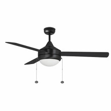 52 Inch Black Finish Plywood 3-Blade Ceiling Fan & Light - 120V - 20W - Color Selectable 30K/40K/50K - With Pull Chain Switch
