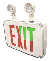 LED Wet Location Exit Combos - Exit Sign With Flood Lights - Single or Double Sided With Options for Letter Color and Finish