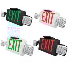 LED Exit Combos - Standard Exit Fixtures With Flood Lights - Choose Your Letter and Housing Color