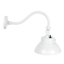 LED Outdoor Gooseneck Wall Lights - Medium 25 Watts - 3000 Lumens - Color Selectable 30K/40K/50K - 120-277V - Integrated Photocell - White Finish