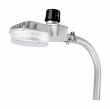 80 Watt LED Dusk To Dawn Light With Photocell - 11200 Max Lumens - Color Selectable 30K/40K/50K - 120-277V - Silver Finish - Includes Arm/Wall Mount