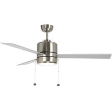 52 Inch Reversible Rosewood & Silver Finish Plywood 3-Blade Ceiling Fan & Light - 120V - 20W - Color Selectable 30K/40K/50K  - With Pull Chain Switch