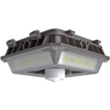 LED Wide Beam Canopy Light - Multi Watt Selectable 70/56/42/28W - 10500 Max Lumens - 120-277V - Color Temperature Selectable 30K/40K/50K - With PIR Motion Sensor - Bronze Finish