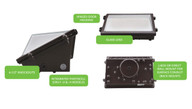 LED Wallpack With Photocell - Wattage Selectable 60W/70W/80W 18000 Max Lumens - Color Selectable 30K/40K/50K - 120-277V - Bronze Finish