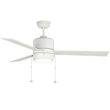 52 Inch White Finish Plywood 3-Blade Ceiling Fan & Light - 120V - 20W - Color Selctable 30K/40K/50K   - With Pull Chain Switch